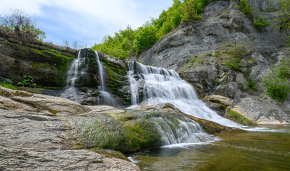 Hristovski Waterfall in Stara Planina mountain in Bulgaria in the area of the Ruhovtsi village on the river Miikovska. 