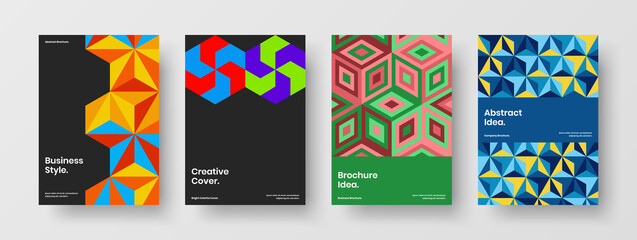 Obraz premium Simple geometric pattern presentation layout set. Vivid postcard design vector concept composition.