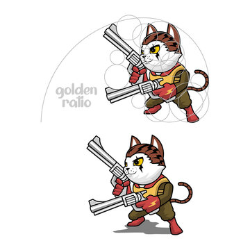 mascot cat golden ratio vector