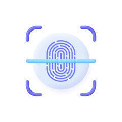 3D Fingerprint recognition isolated on white background. Fingerprint scanning. The concept of biometric authorization and business security. Can be used for many purposes. Trendy vector in 3d style.