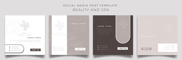 Set of social media post template in square background with luxury design for advertisement
