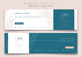 Landscape banner template design in green and white design for beauty care design