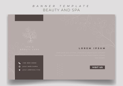 Banner template design in brown background with luxury concept design for beauty and spa advertising