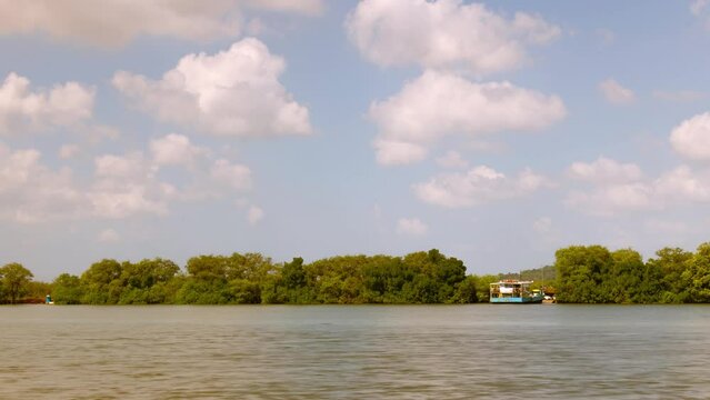 4K Timelapse footage of Ferry boat rides from Old Goa to Borim island in Goa India  