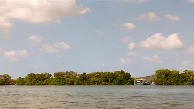 4K Timelapse footage of Ferry boat rides from Old Goa to Borim island in Goa India  