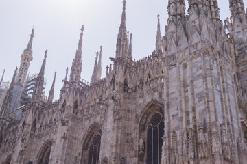 Milan Italy, city skyline at Milano Duomo Cathedral empty nobody