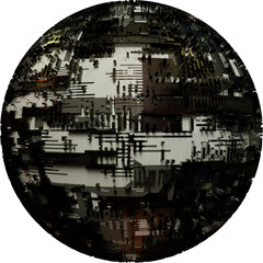 3D Spherical Futuristic Motherboard Circuit Ball Shape