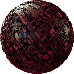 3D Spherical Futuristic Motherboard Circuit Ball Shape
