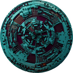 3D Spherical Futuristic Motherboard Circuit Ball Shape
