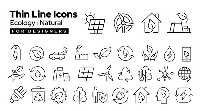 Thin line icons : ecology, nature, energy