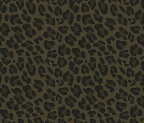 
Print leopard camouflage vector seamless pattern on textile, fashion illustration.