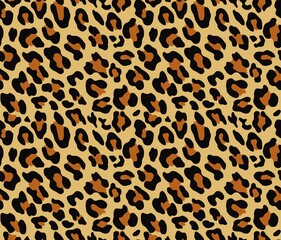 
Leopard vector print trendy seamless texture cat skin, leopard spots on yellow background.