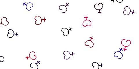 Light Purple, Pink vector pattern with feminism elements.