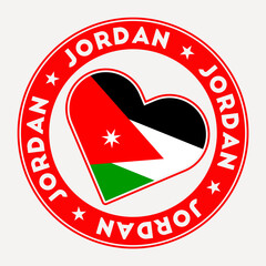 Jordan heart flag badge. From Jordan with love logo. Support the country flag stamp. Vector illustration.