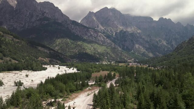 Aerial view of Valbone Nationa Park, Accursed Mountains, Albania