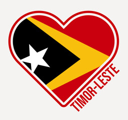Timor-Leste heart flag badge. Made with Love from Timor-Leste logo. Flag of the country heart shape. Vector illustration.