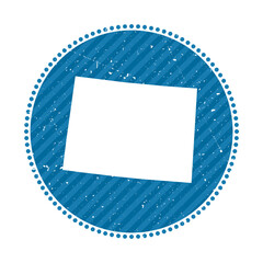Colorado striped retro travel sticker. Badge with map of US state, vector illustration. Can be used as insignia, logotype, label, sticker or badge of Colorado.