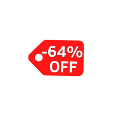 64% off with red discount label design 