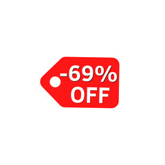 69% off with red discount label design 