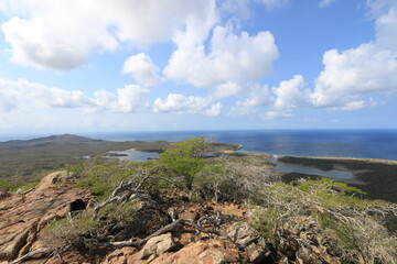 view from the brandaris  with the ocean on bonaire dutch caribbean 