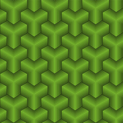 Thin Lines Cubes Seamless Isometric Pattern. Vector Tileable Background in Green color - 507368741