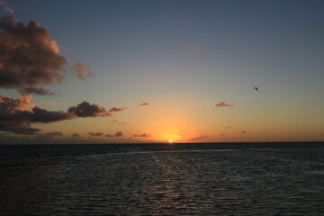 sunset over the sea on bonaire dutch caribbean 