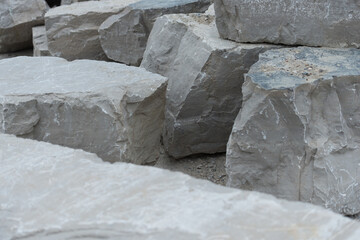 quarried stone blocks on the ground
