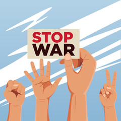 Stop War raising hands campaign banner