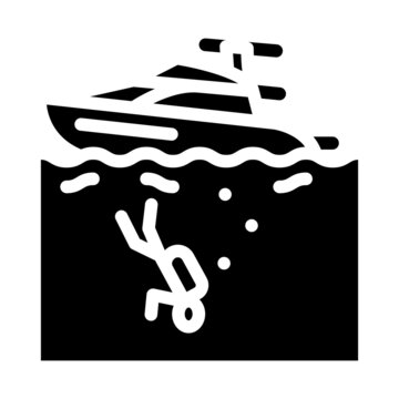 yacht diver glyph icon vector. yacht diver sign. isolated contour symbol black illustration