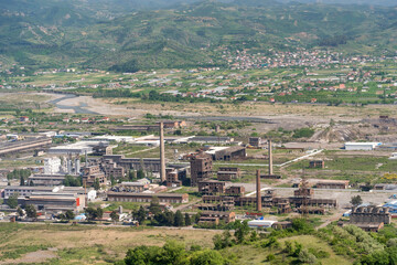 Fototapeta premium Elbasan, industrial zone, metallurgical plant 