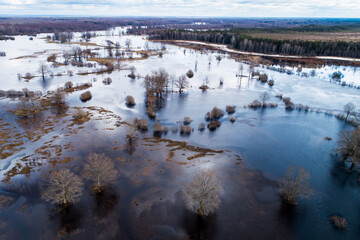 Flooded landscape during so called fifth season in Soomaa National Park, Estonia