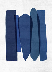 A blue mid century style abstract art print