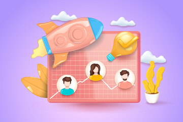 Online Meeting, 3d realistic vector illustration.