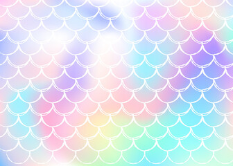 Mermaid scales background with holographic gradient.