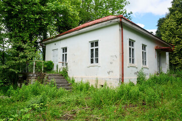Overgrown ruins of abandoned mansion, Abkhazia