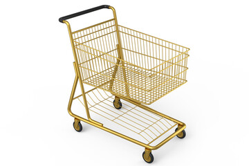 Shopping cart or trolley for groceries on white background. © Vasyl Onyskiv