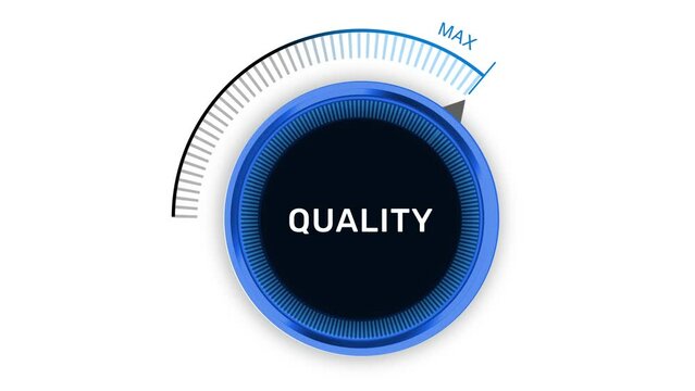 Quality assurance concept background with Button node rotating to the max point 4k animation. Business backdrop