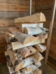 Fototapeta na wymiar birch log for kindling the fireplace