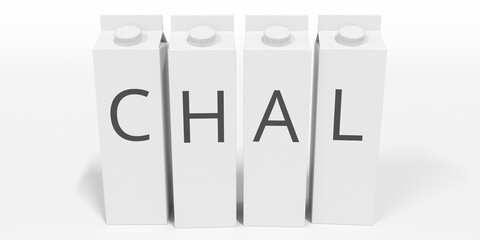 Cartons with CHAL text. 3D rendering