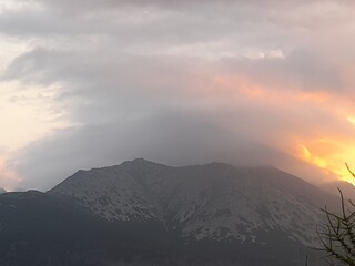 Foggy mountain peaks in High Tatras