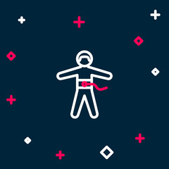 Line Bungee jumping icon isolated on blue background. Colorful outline concept. Vector