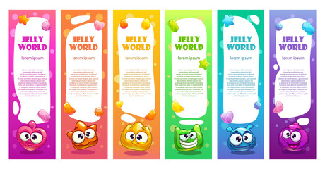 Set of long banners with colorful jelly candies