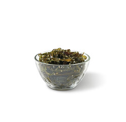 Laminaria in bowl Isolated with shadow White background.