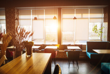 Interior of a empty modern coffee shop