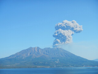 日本の活火山　鹿児島県 桜島の噴火
Eruption of Sakurajima, Kagoshima Prefecture, an active volcano in Japan
