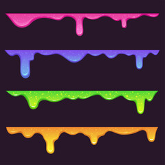 Colorful slimy drops. Slime top banners set.