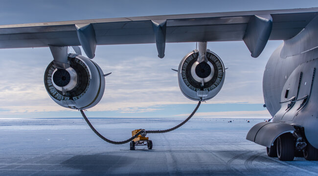 C-17 on a ski runway in Antarctica