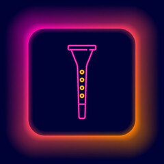 Glowing neon line Clarinet icon isolated on black background. Musical instrument. Colorful outline concept. Vector