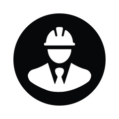 Architect, builder, avatar icon. Black vector EPS.