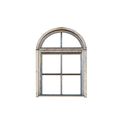 Old outdoor wooden window with peeling paint. isolated.